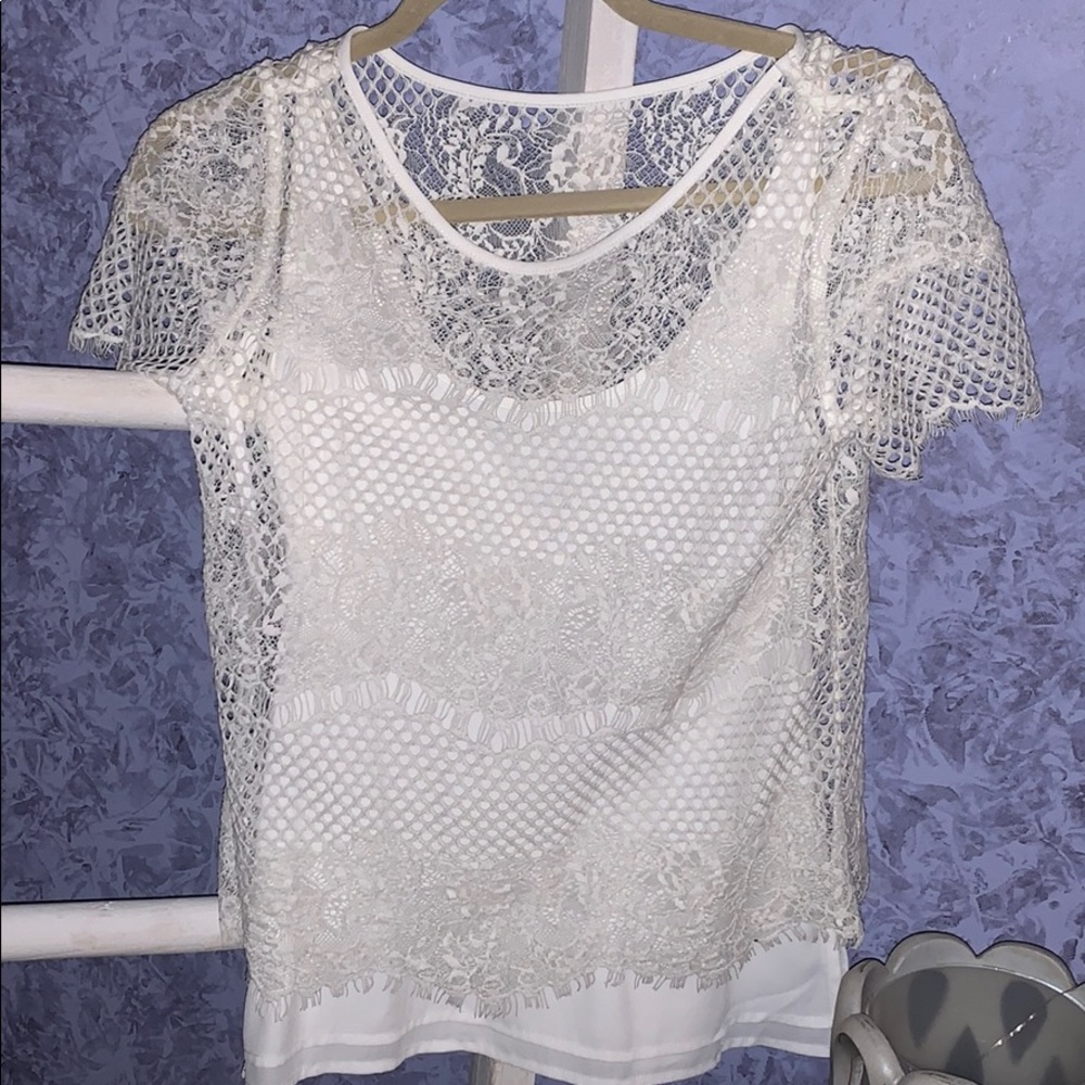 White House Black Market Lace Overlay Detail